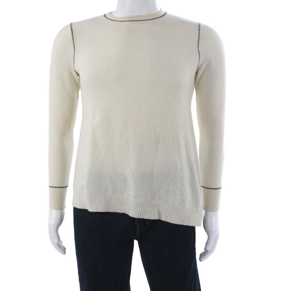 Belford Mens Cashmere Pullover Ivory Crew Neck Long Sleeve Size M